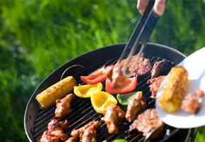 food on a barbecue grill