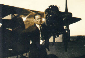 a father and his crop duster 1950's