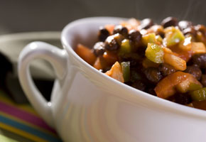 a cup of black bean chili