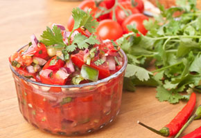 a bowl of fresh tomato salsa