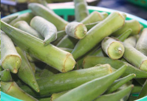 okra pods in a bowl