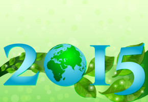 Postcard On April 22 - Earth Day. 2015 With Globe And Leaves