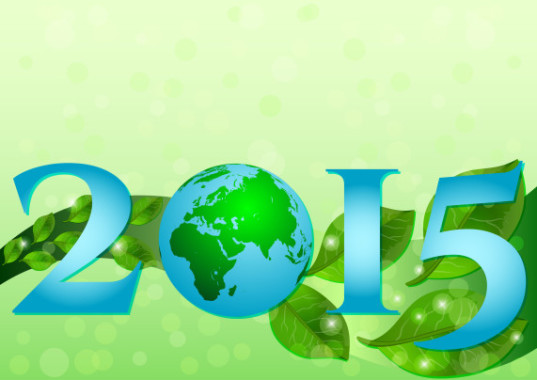 Postcard On April 22 - Earth Day. 2015 With Globe And Leaves